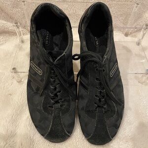 Coach Kathleen Signature 'C' Jacquard Fabric Fashion Sneakers Shoes Black Sz 7 M